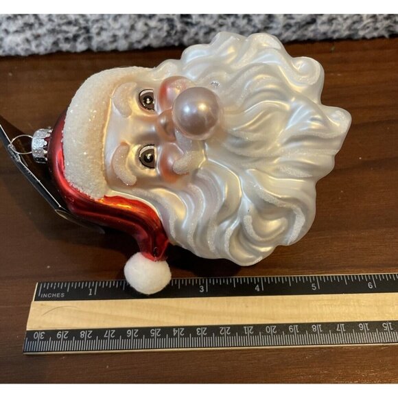 Robert Stanley Santa Head Glass‎ Christmas Ornament Bubblegum Blowing  NEW - Picture 3 of 3
